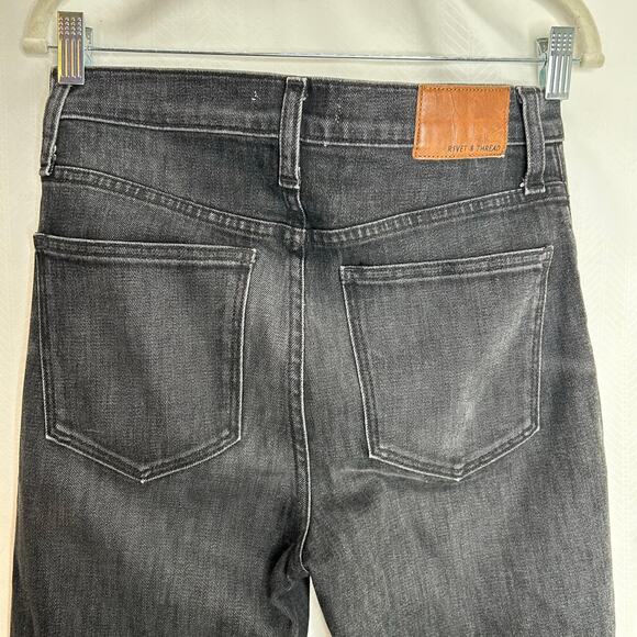 Madewell Rivet and Thread Demi boot Jeans dark gray size 27 high waisted crop - Picture 6 of 6